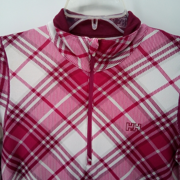 HELLY HANSEN Women's Lifa Stretch 1/4 Zip Base Layer Top S Tartan Pattern Pink - Picture 8 of 9